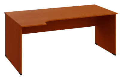 ERL 18 - 184 stůl kancelářský, rohový, levý, dřevěná podnož, deska 18 mm, široký 1800 mm, třešeň šumavská